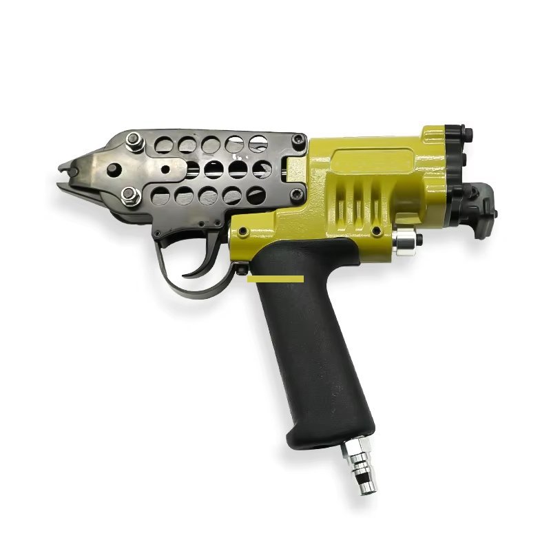 C hog ring gun used for fencing, upholstery, and packaging with compatible C hog rings for secure fastening.