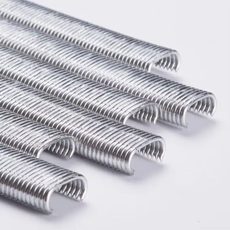 C17 C hog rings used for wire cage assembly, fencing installation, and packaging applications, offering strong grip and durability.