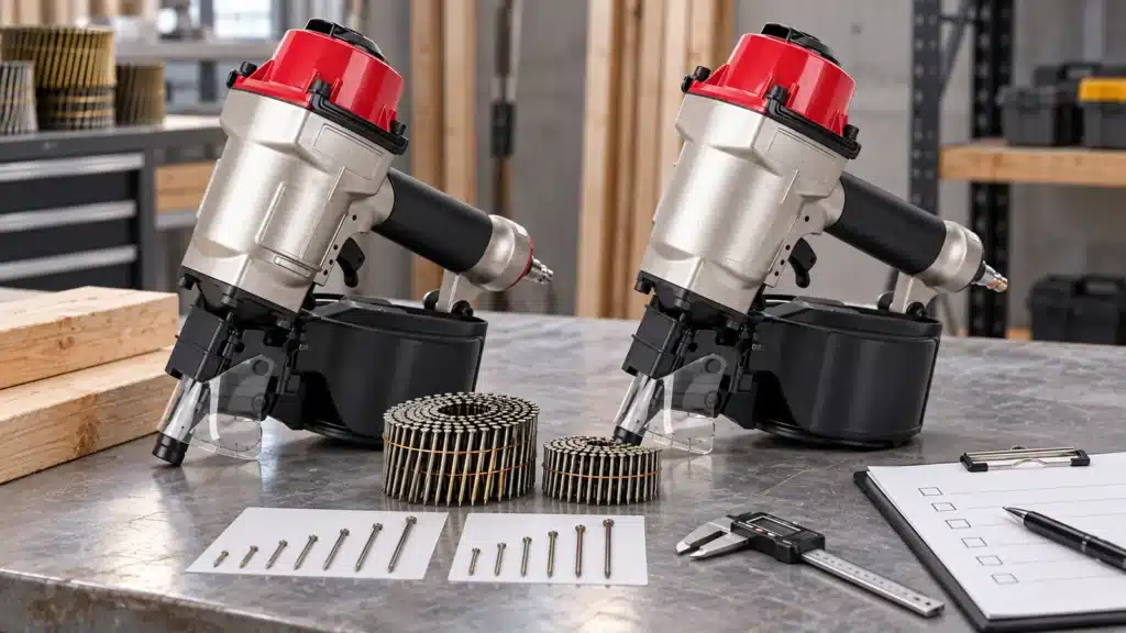 Two pneumatic coil nailers compared with nail and RFQ samples