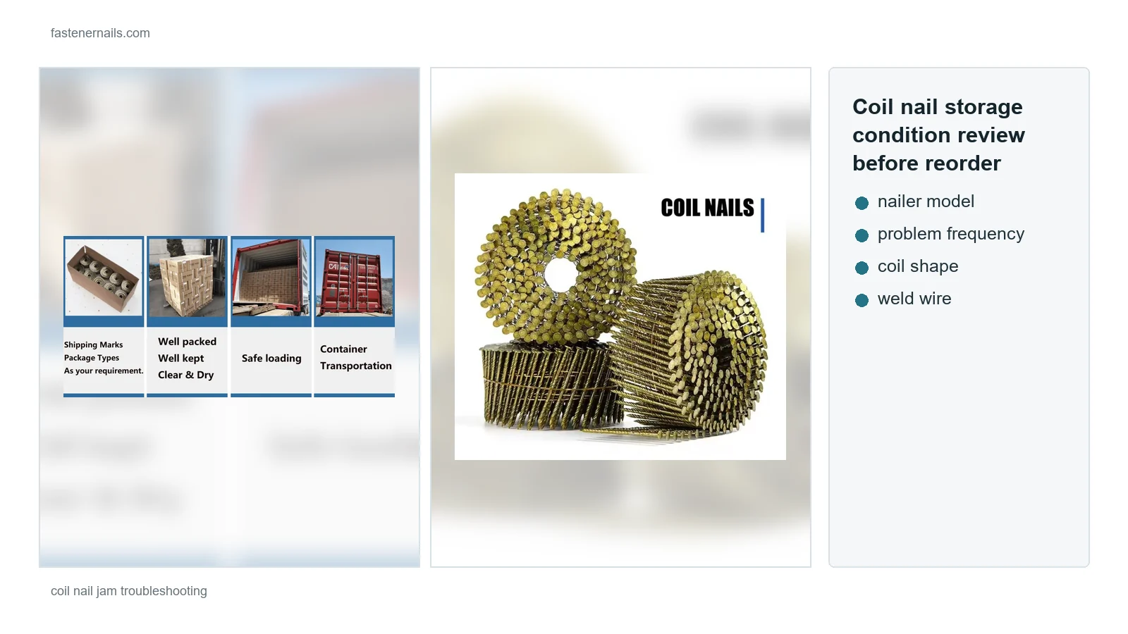 Coil nail storage condition review before reorder