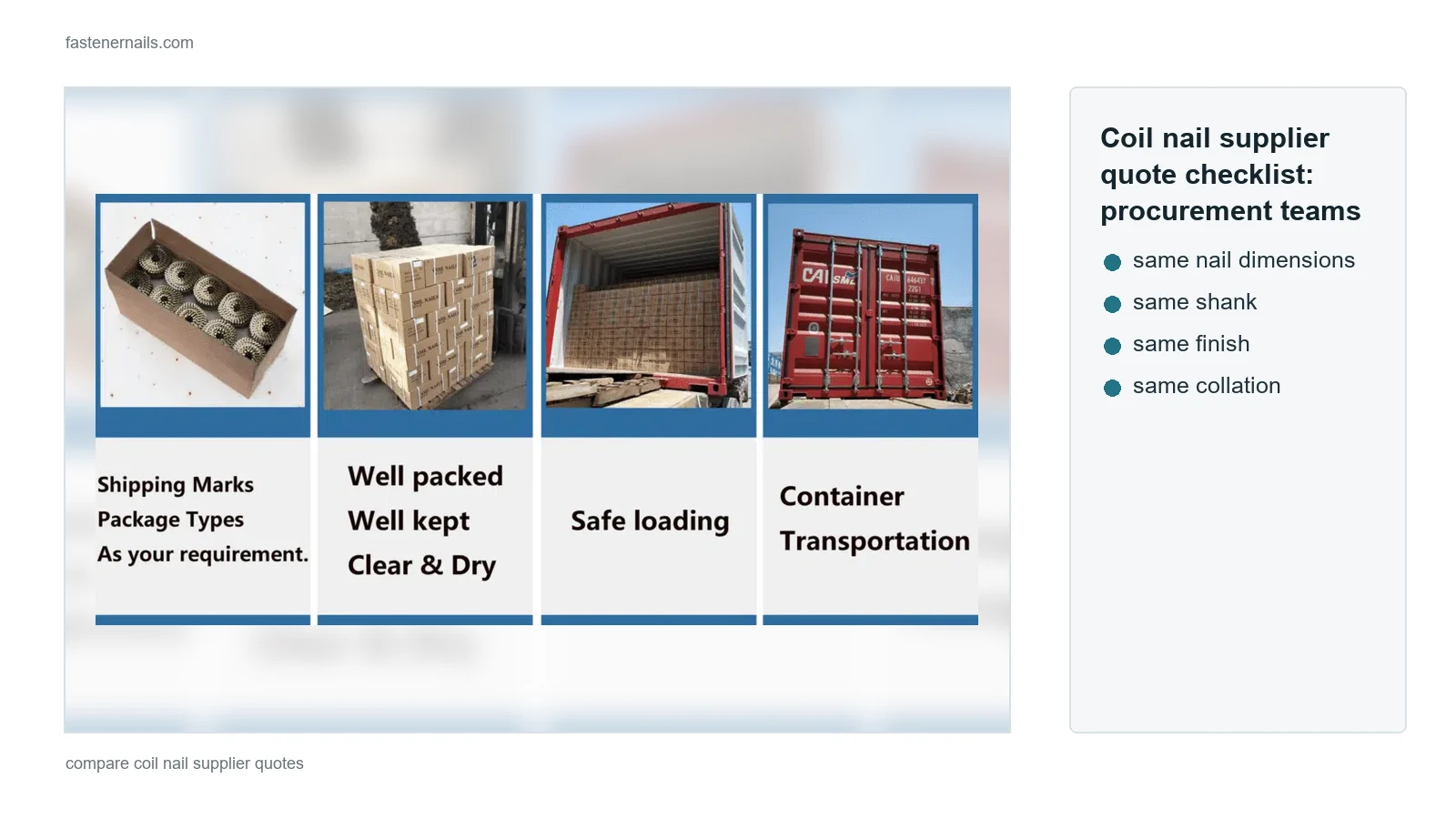 Coil nail supplier quote checklist for procurement teams