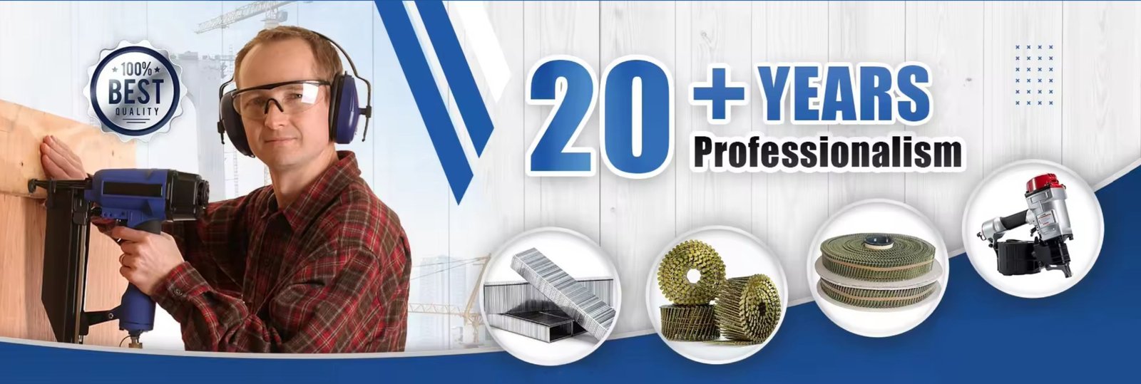 Professional fastener manufacturer with over 20 years of experience producing high-quality coil nails and staples for woodworking and packaging.