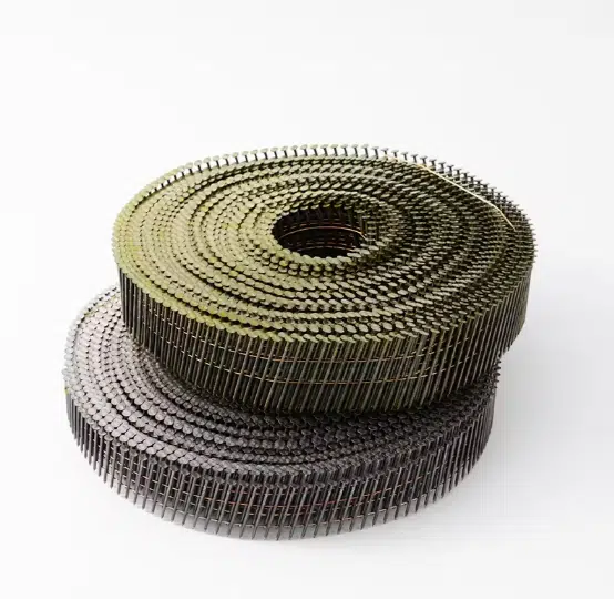 Jumbo screw shank coil nails engineered for heavy-duty pallet assembly and construction projects requiring superior fastening strength.