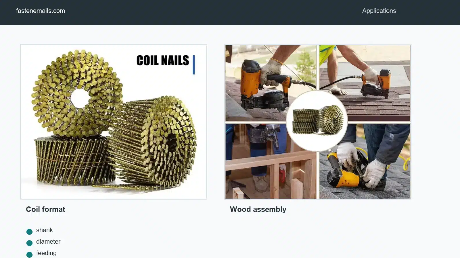 Pallet coil nail production application check for wood assembly