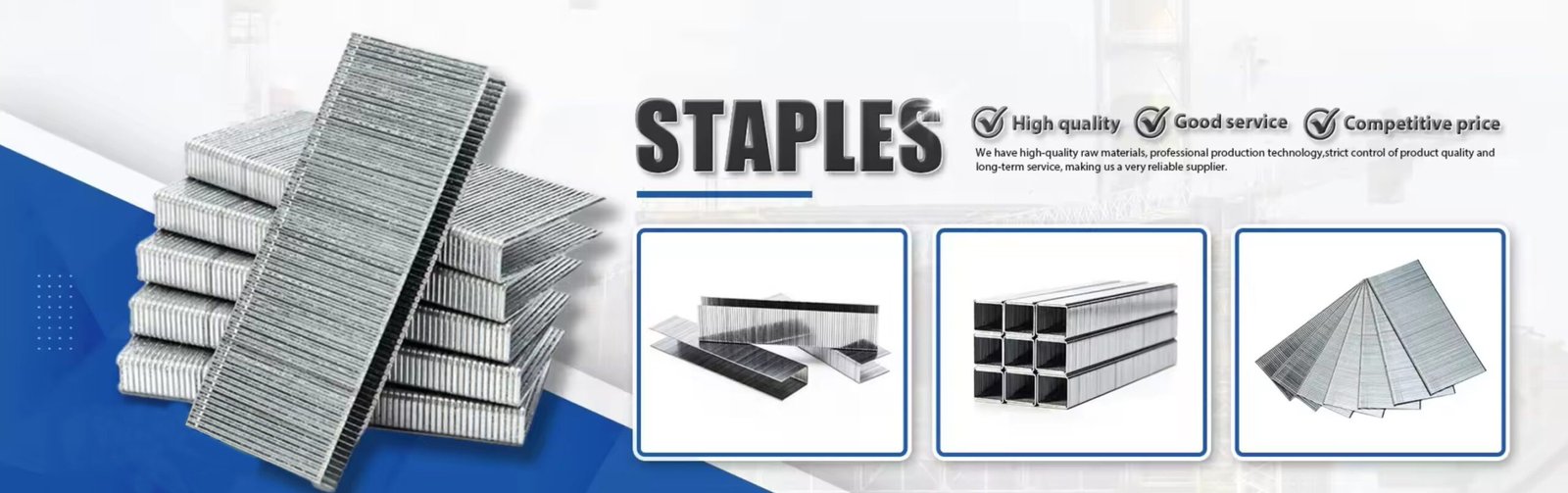 Professional staples factory specializing in high-quality industrial staples for furniture, upholstery, and packaging applications.
